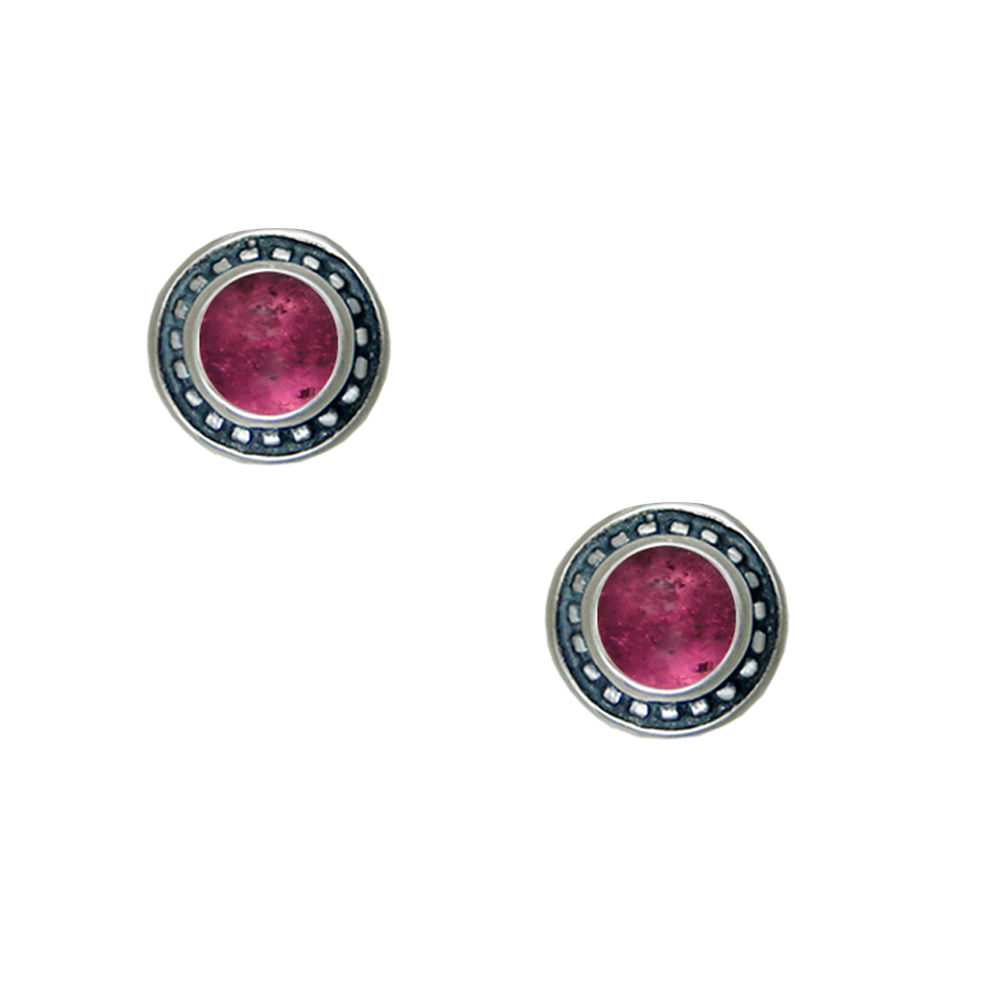 Sterling Silver Petite Pink Tourmaline Post Stud Earrings